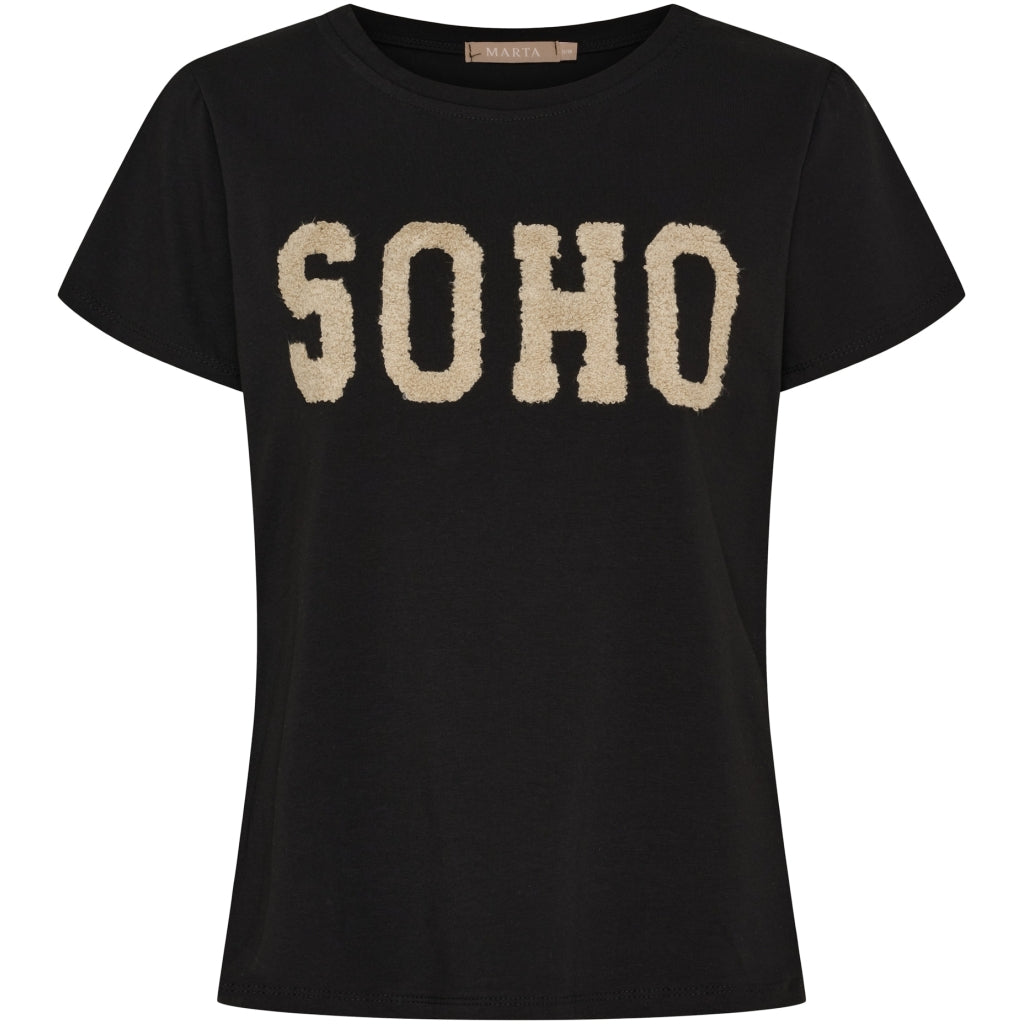 MARTA - HERDIS T-SHIRT BLACK/BEIGE