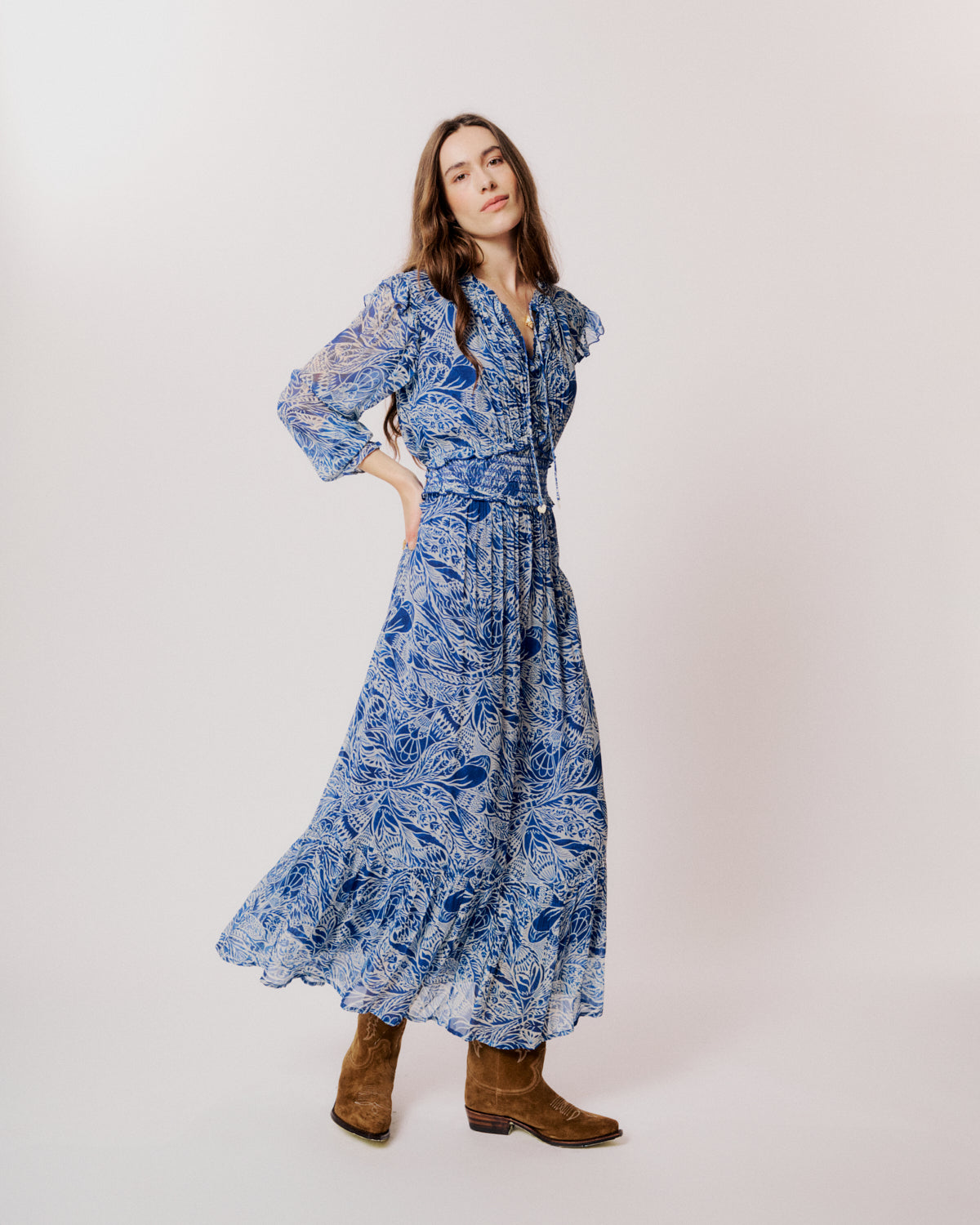 MOLIIN - OLIVETTE KJOLE EVENING BLUE