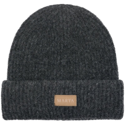MARTA - RIB BEANIE HAT LIGHT GREY MELANGE