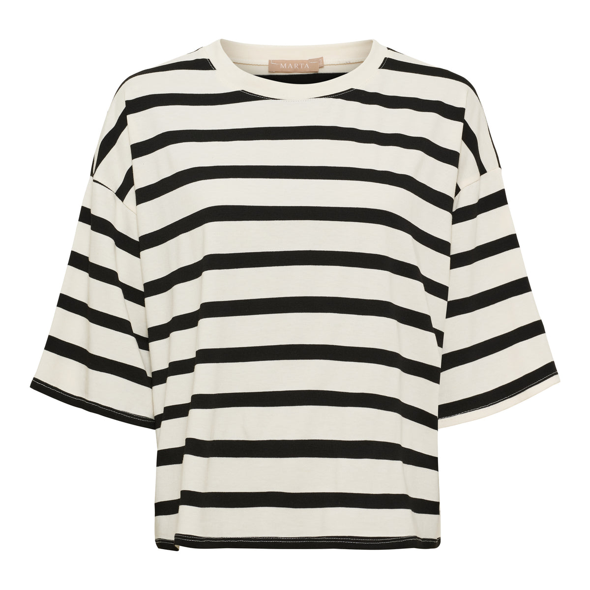 MARTA - SAGE STRIBET T-SHIRT SORT