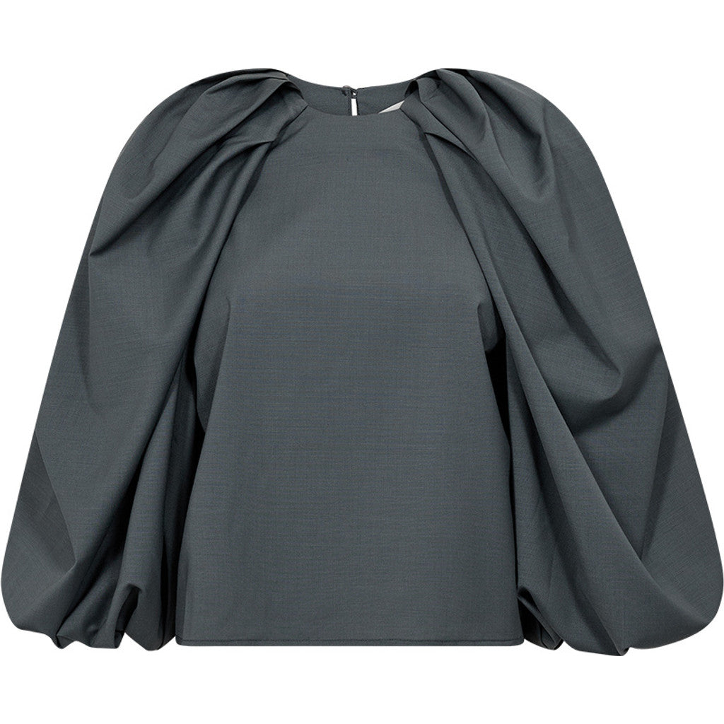 ATELIER TAKTIL - SINCLAIR BALLON BLUSE STEEL GREEN