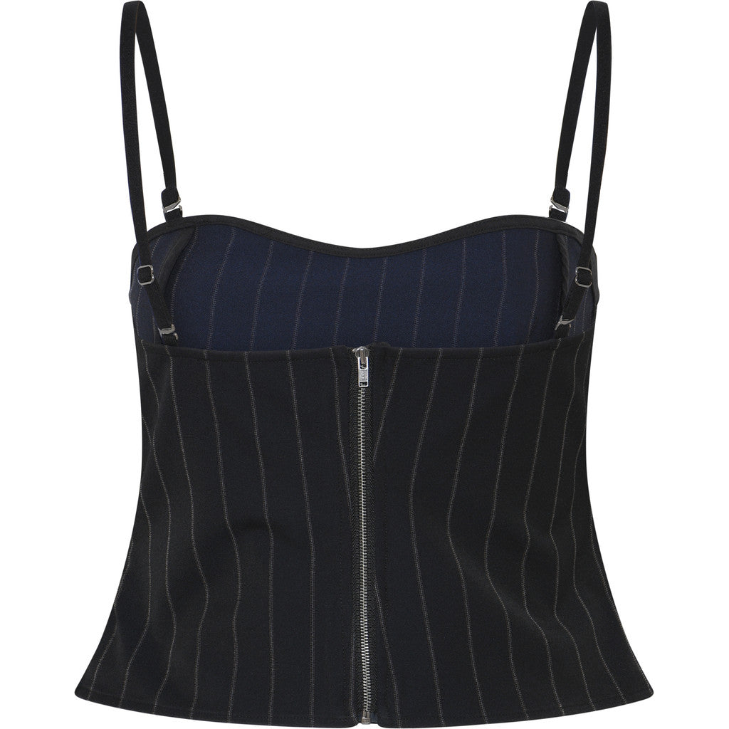 BRUUNS BAZAAR - KORSAS TOP BLACK PINSTRIPE