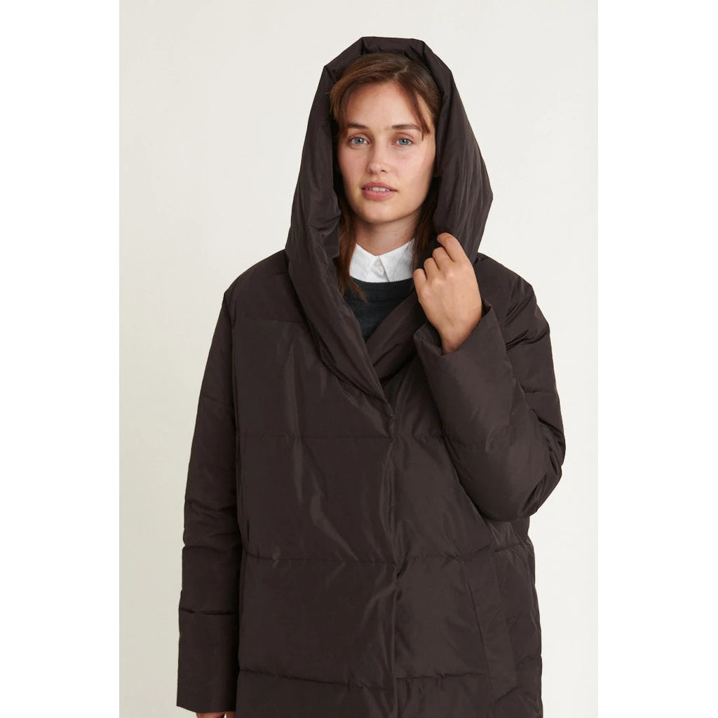 BASIC APPAREL - TENNA SHAWL COLLAR COAT CHOKOLATE