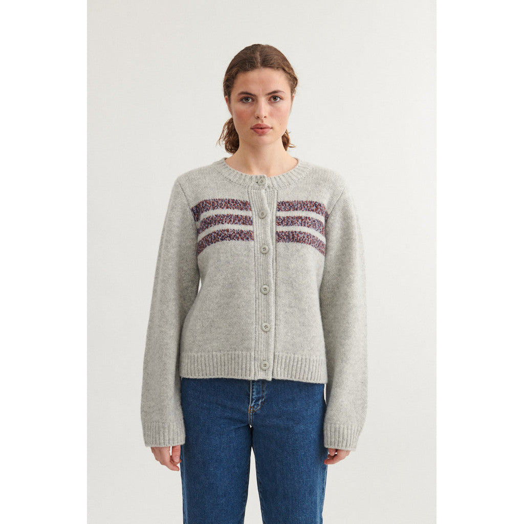 BASIC APPAREL - ANCHE CARDIGAN LIGHT GREY/SKY CAPTAIN