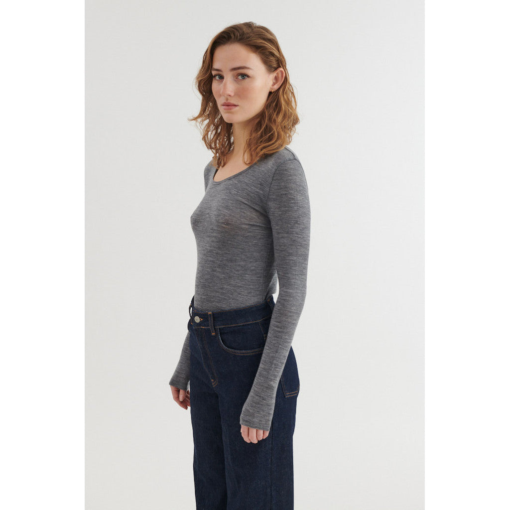 BASIC APPAREL - RINJA LS T-SHIRT GREY MELANGE