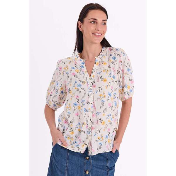 FREEQUENT - MOLLI SKJORTE STAR OFF WHITE/GOLDEN HAZE