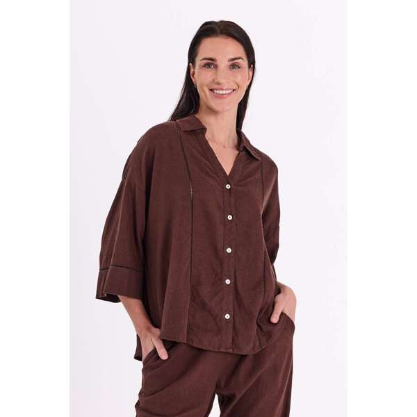 FREEQUENT - ALUNA BLUSE COFFEE BEAN