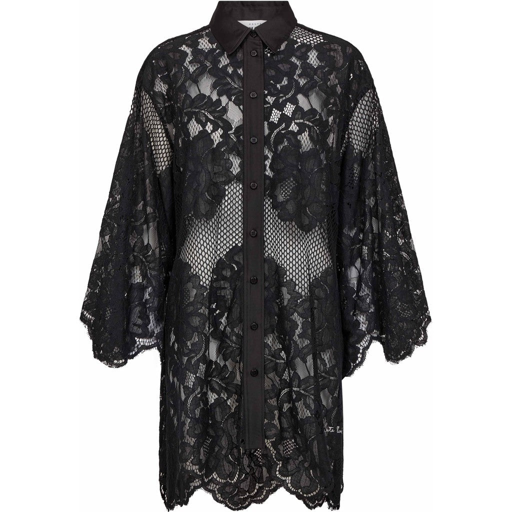 HAUTE L'AMITE - CURVEY LACE MIDI SKJORTE SORT