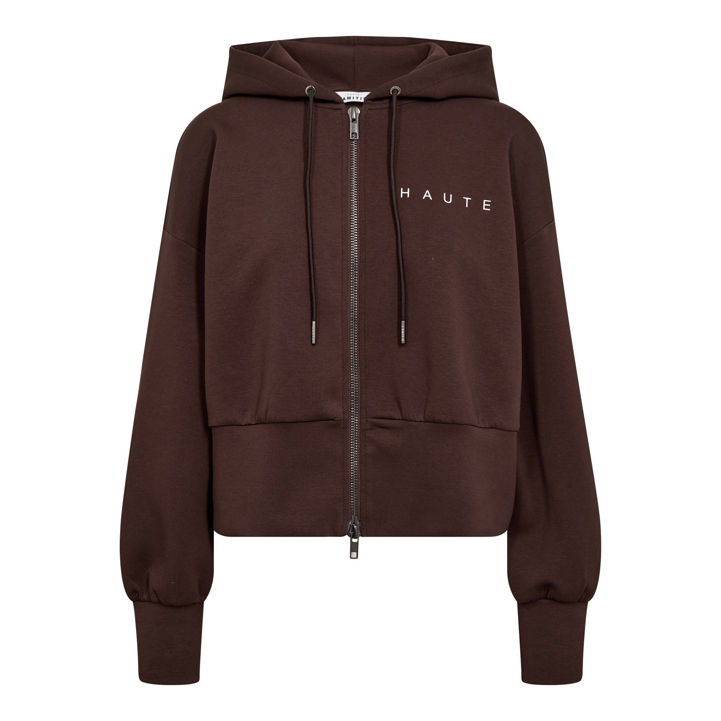 HAUTE L'AMITIE - Maxi Split Sip Hoodie Mocca