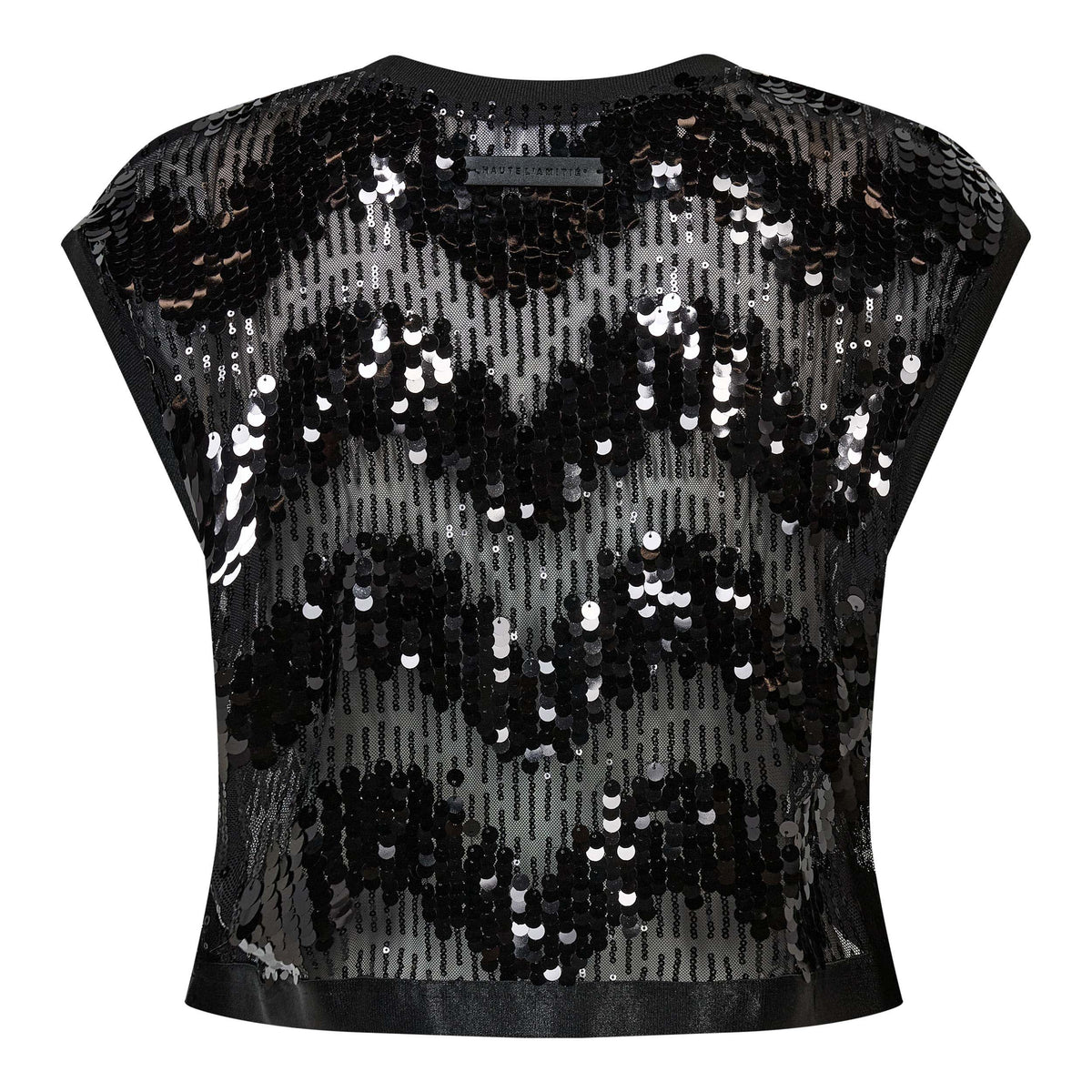 HAUTE L'AMITIÉ - MIRROR SEQUIN CROP TOP BLACK