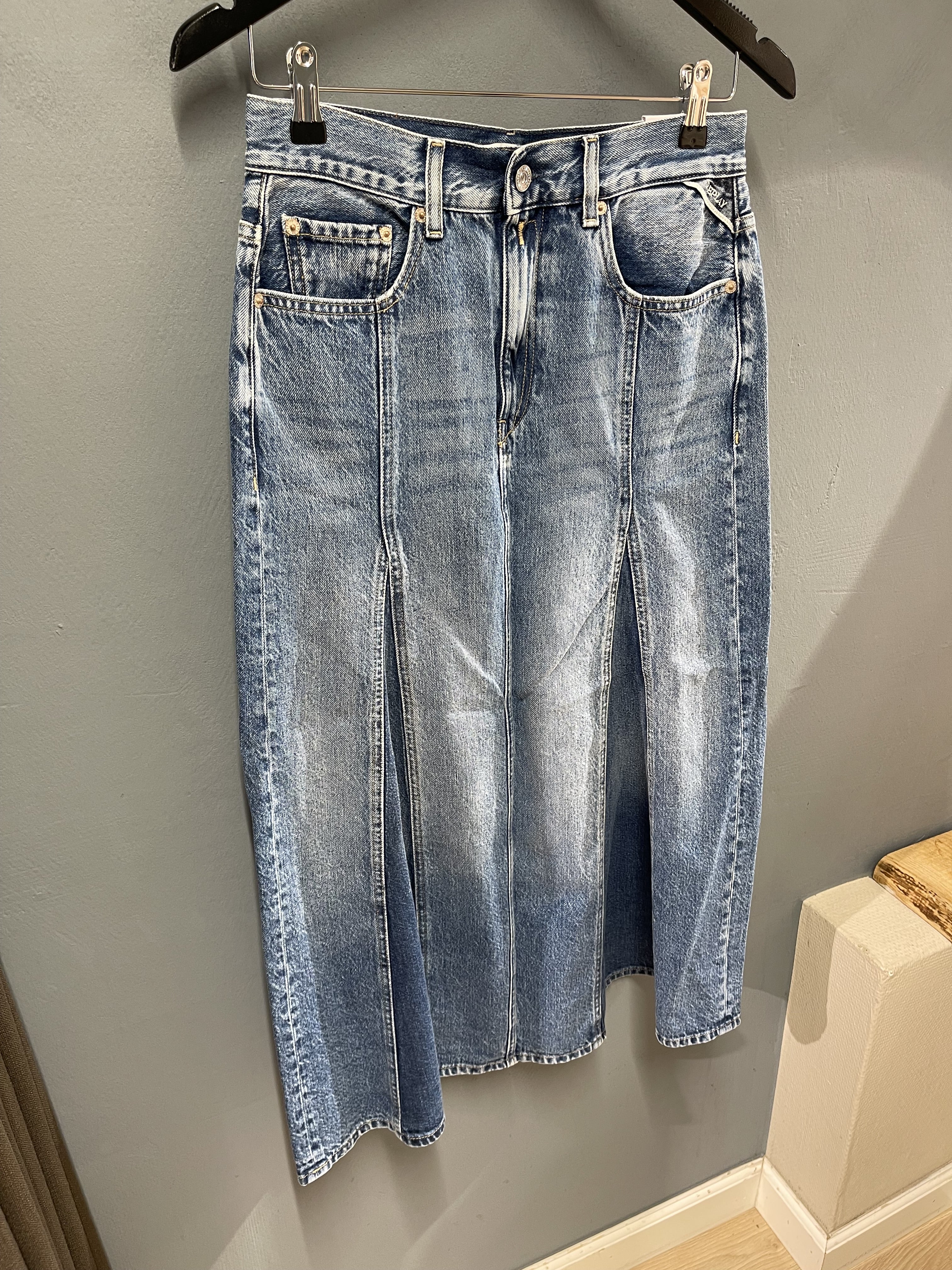 REPLAY - MARGOTT DENIM NEDERDEL MEDIUM BLUE