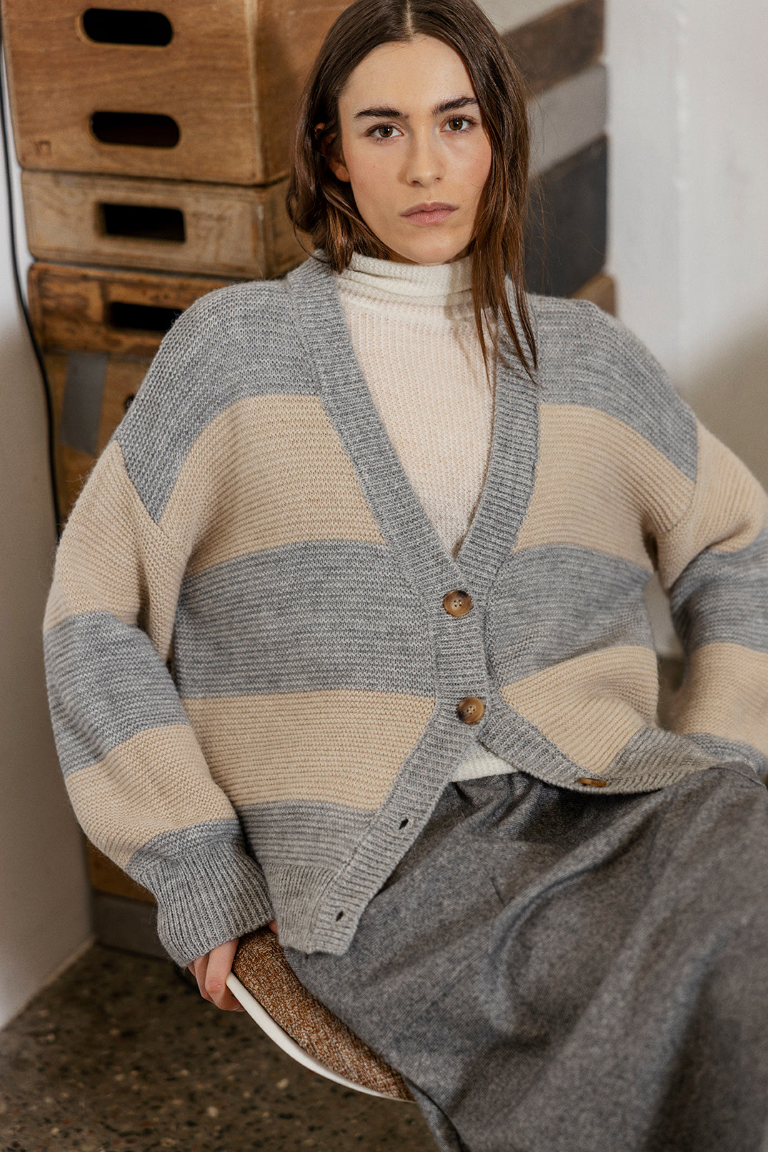 PROJECT AJ117 - JOLIE CARDIGAN GREY SAND