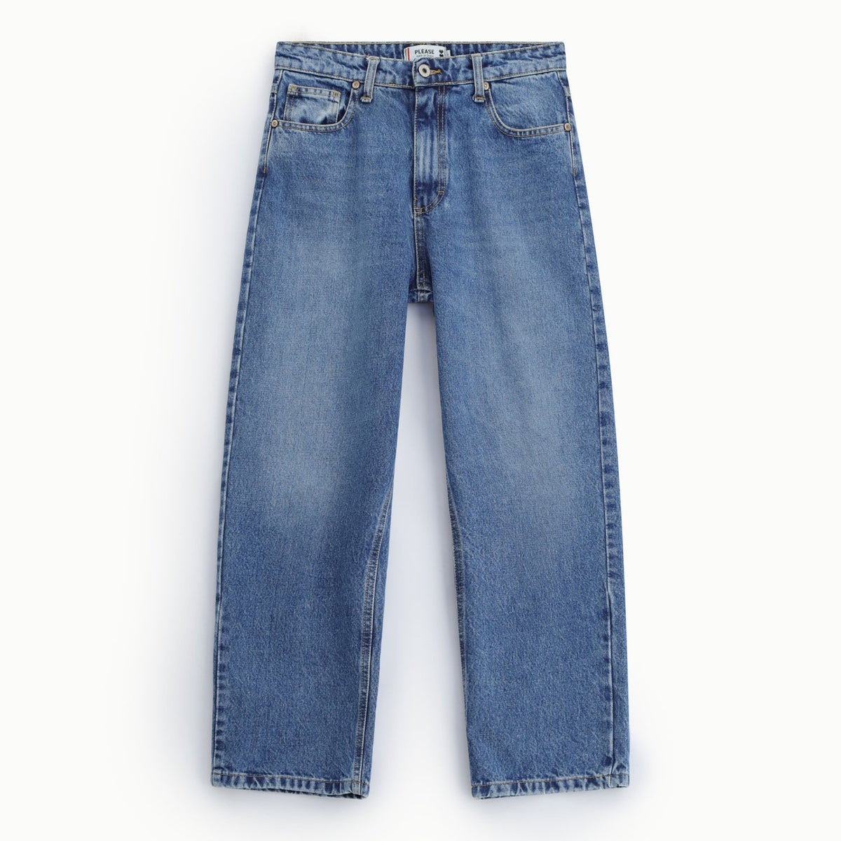 PLEASE JEANS - BARREL JEANS BLUE DENIM