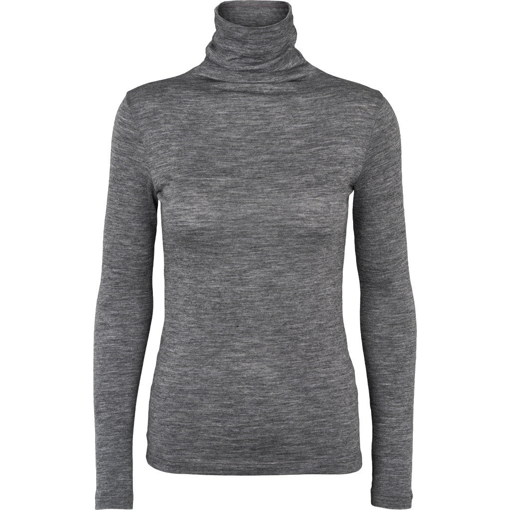 BASIC APPAREL - RINJA T-NECK BLUSE GREY MELANGE