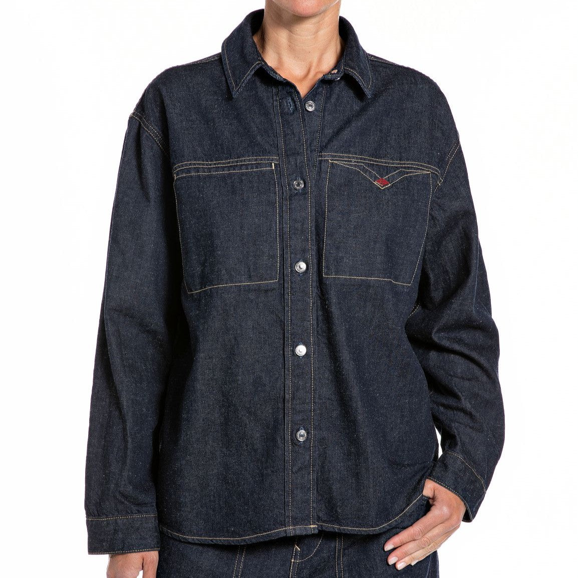 REPLAY - DENIM SKJORTE DARK BLUD ANBASS