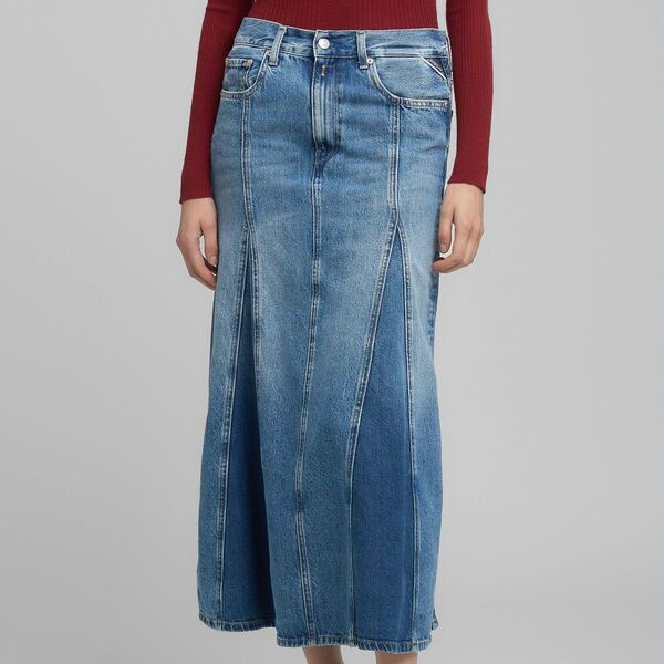 REPLAY - MARGOTT DENIM NEDERDEL MEDIUM BLUE