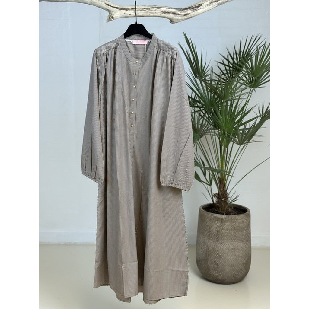 GASPAR - LUNA STRIPE KJOLE BROWN