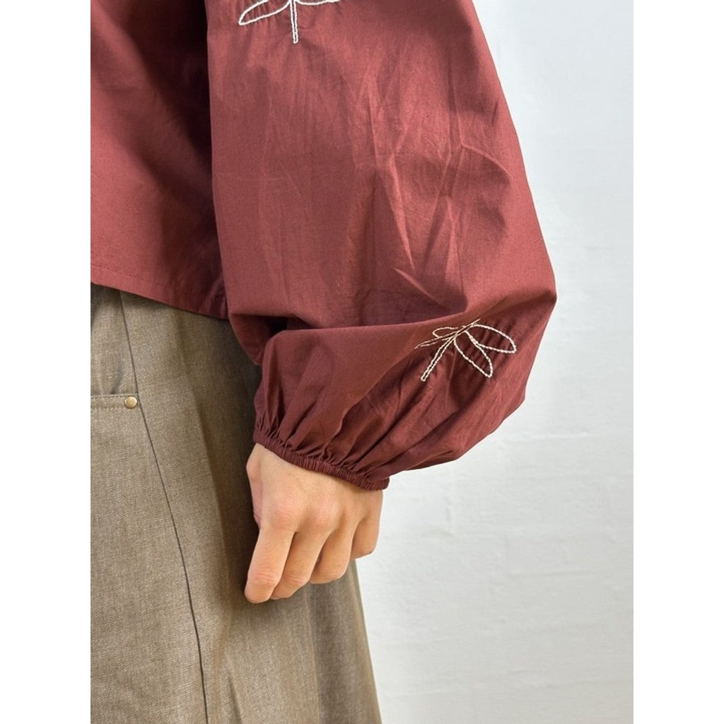 GASPAR - VALENCIA POPLIN SKJORTE BORDEAUX