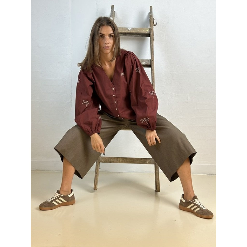 GASPAR - VALENCIA POPLIN SKJORTE BORDEAUX