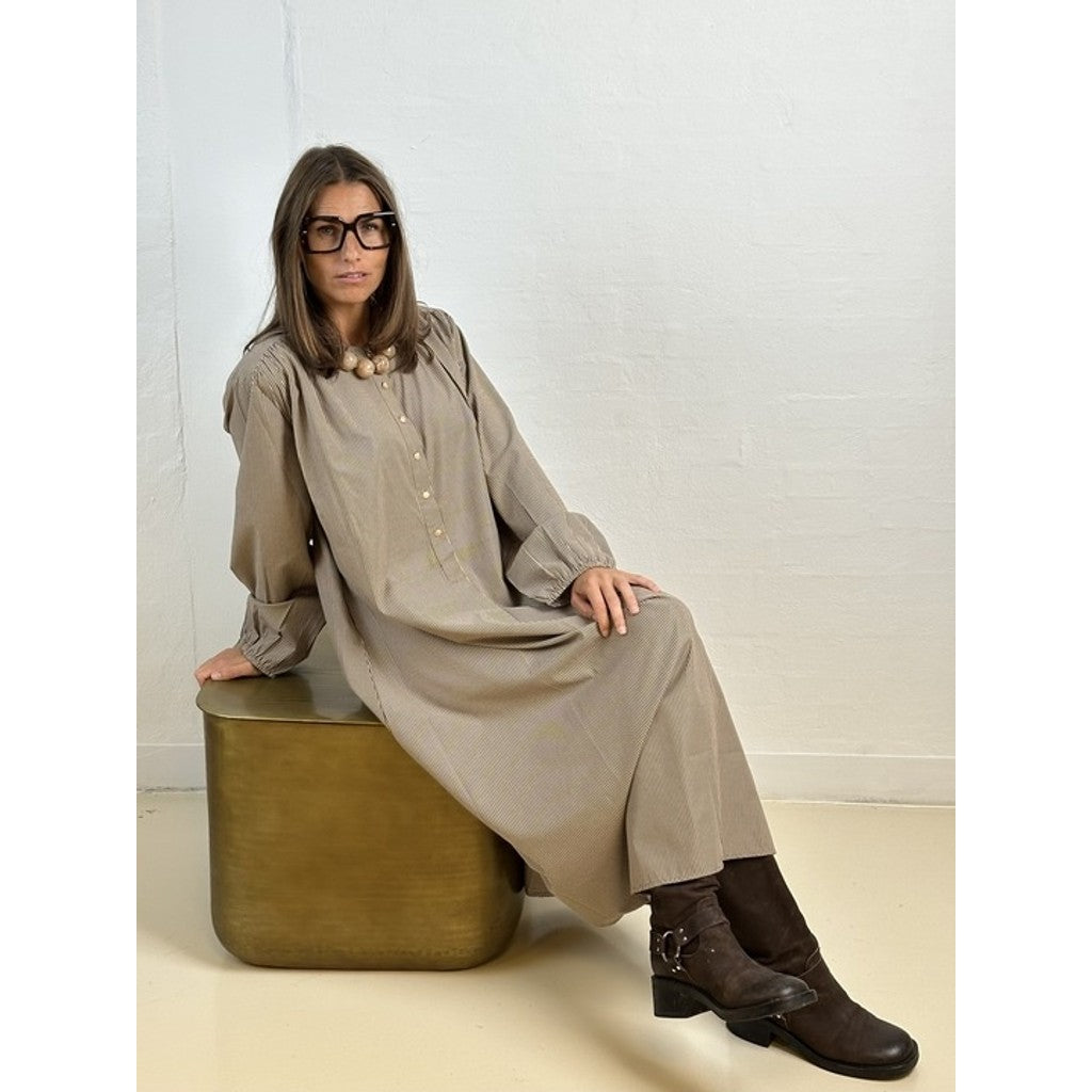 GASPAR - LUNA STRIPE KJOLE BROWN