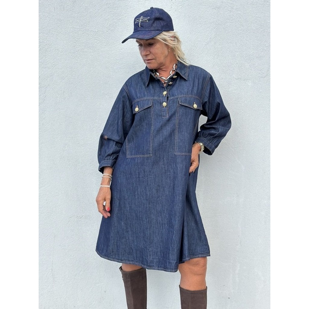 GASPAR - RIO DENIM KJOLE DARK BLUE