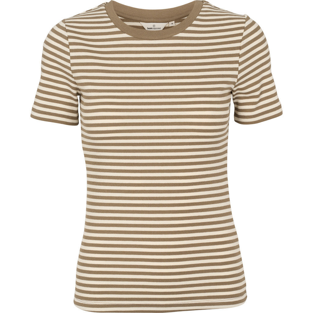 BASIC APPAREL - LUDMILLA SS O-NECK GARDEN/BIRCH