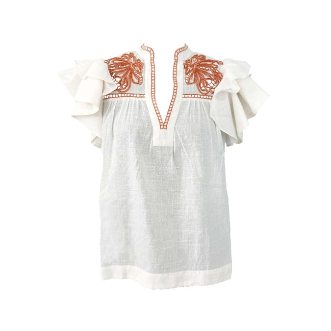 SCARLETT POPPIES - VANIA TOP PAPYRUS/ORANGE