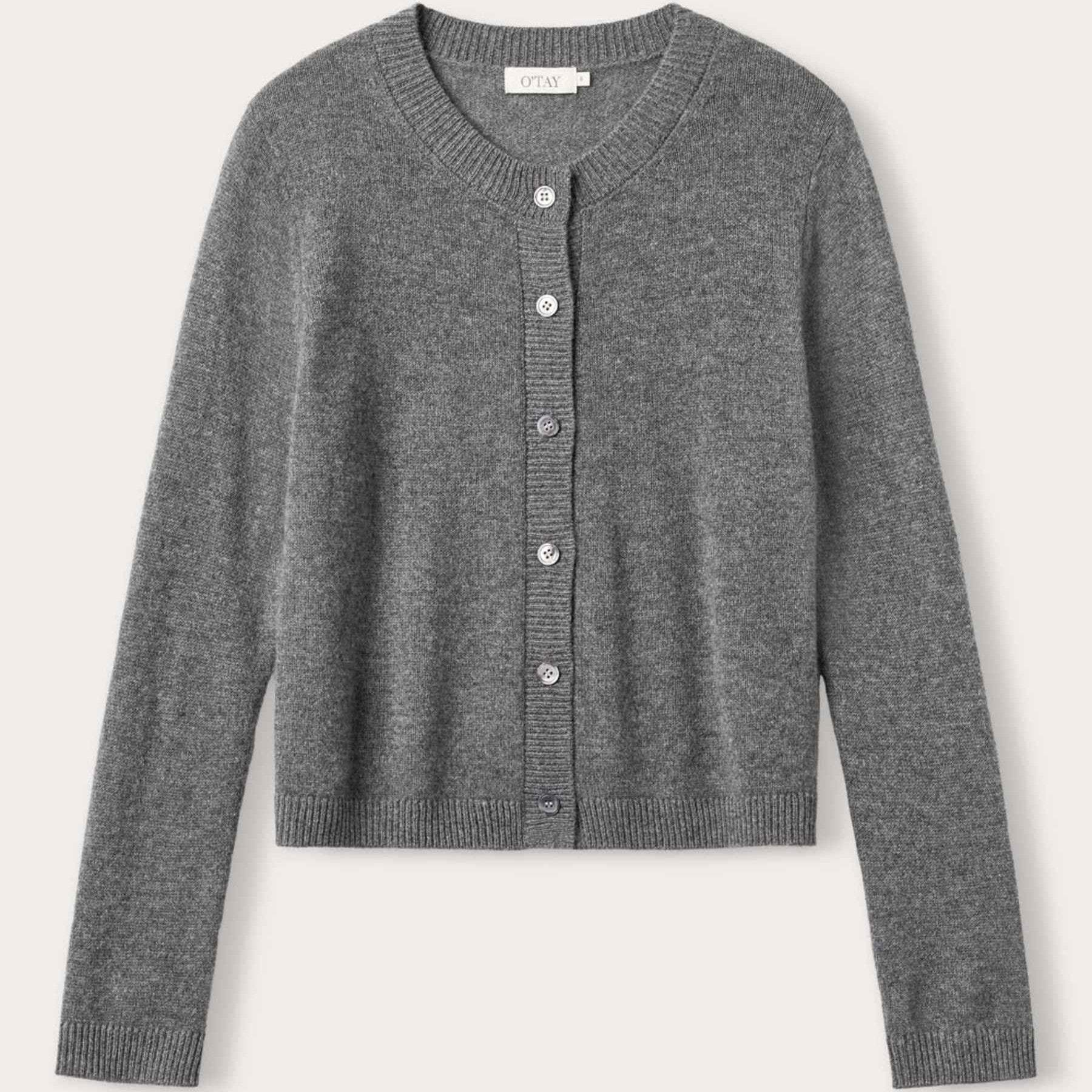 O'TAY - OCEANIA CARDIGAN DARK GREY MELANGE