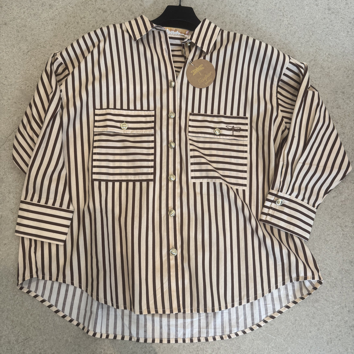GASPAR - SEVILLA STRIPE SKJORTE BRUN