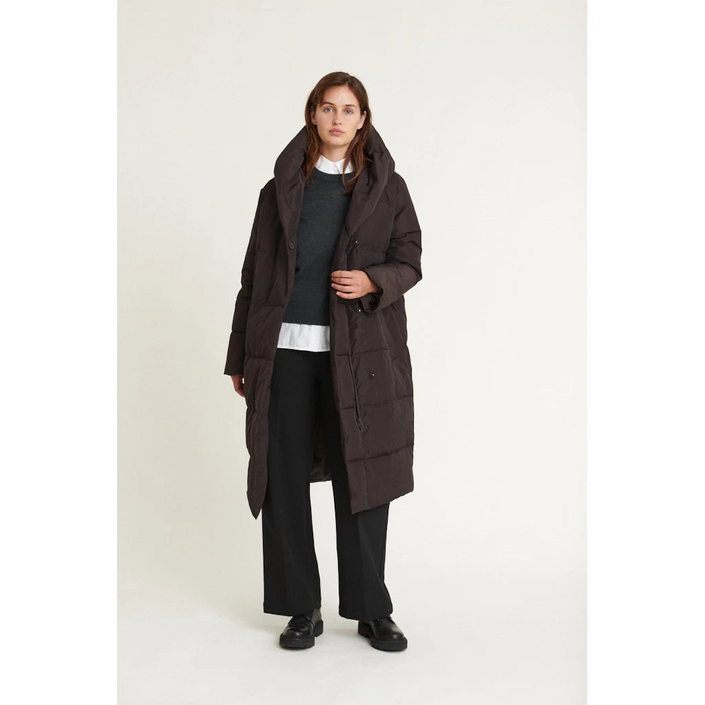 BASIC APPAREL - TENNA SHAWL COLLAR COAT CHOKOLATE
