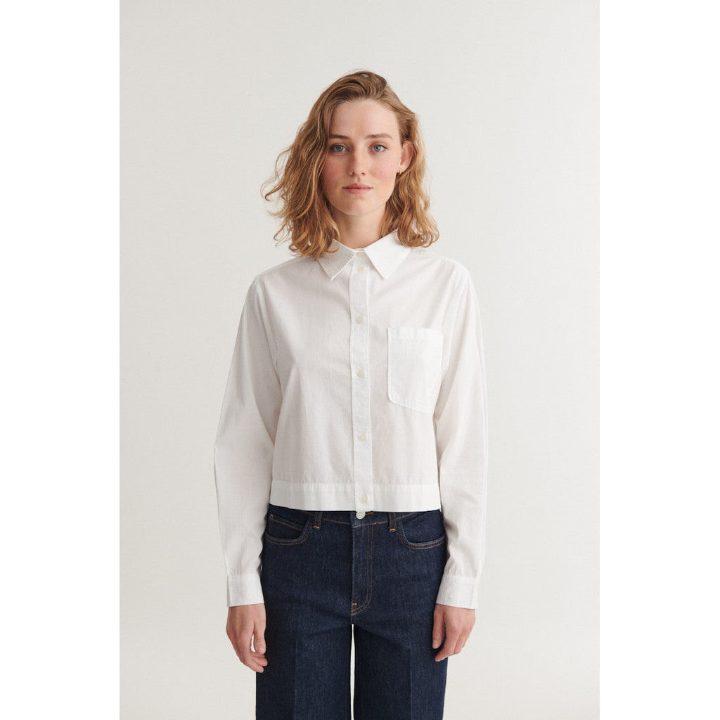 BASIC APPAREL - SILJE CROPPED SKJORTE WHITE