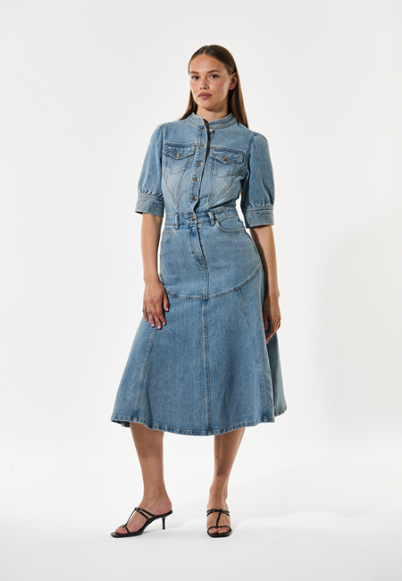 DEA KUDIBAL - SELENA DENIM KJOLE LIGHT BLUE