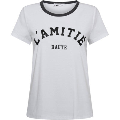 HAUTE L'AMITÉ - NECKLINE LOGO TEE WHITE/INK