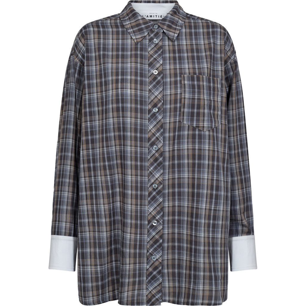 HAUTE L'AMITÈ - LOOSE CHECK SKJORTE BLUE