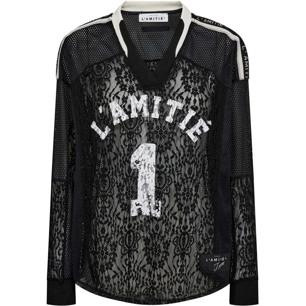 HAUTE L'AMITIE - LACE FOOTBALL V-BLOUSE SORT