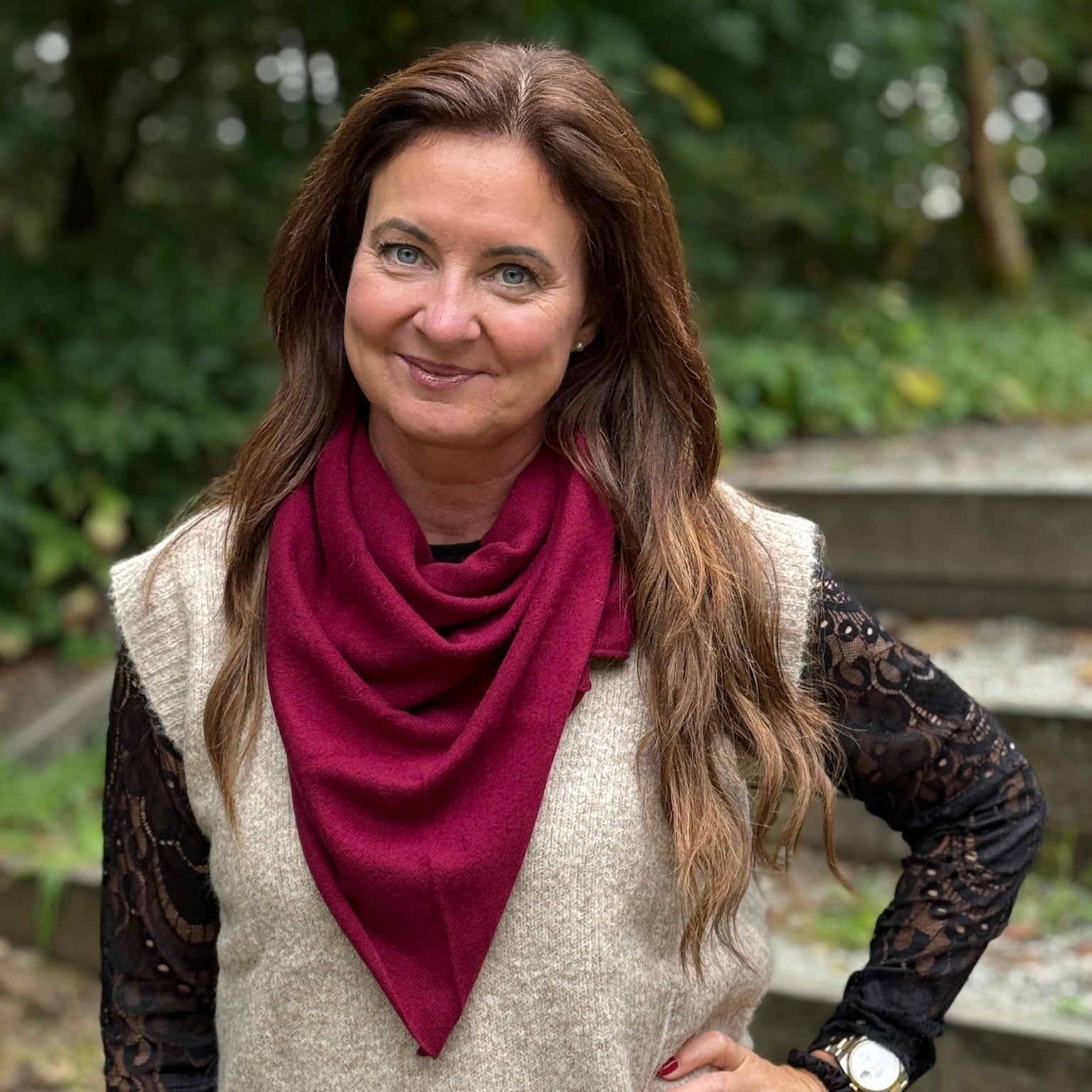 ROSA'S - L-11 CASHMERE TØRKLÆDE BURGUNDY