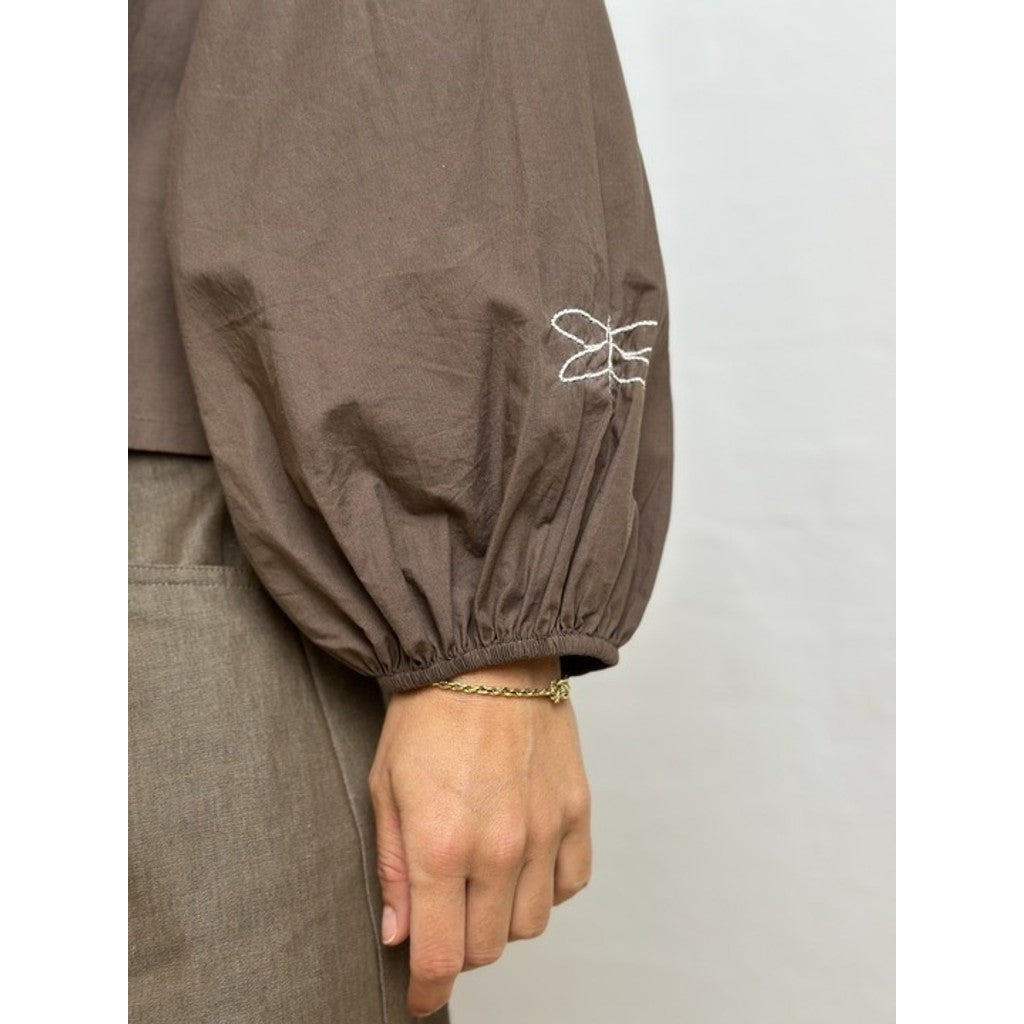 GASPAR - VALENCIA POPLIN SKJORTE BRUN