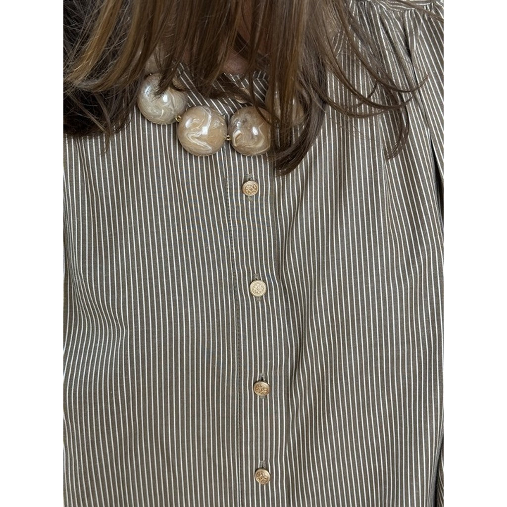 GASPAR - LUNA STRIPE KJOLE BROWN