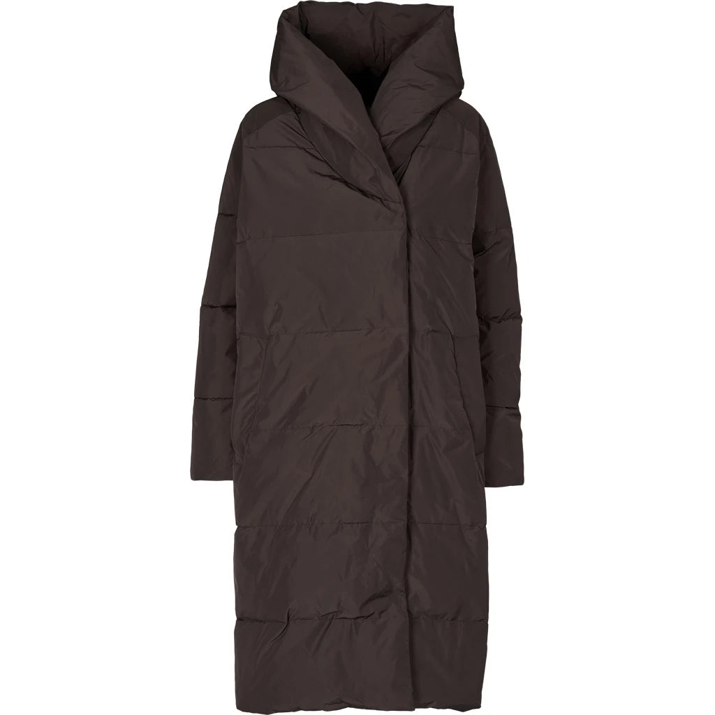 BASIC APPAREL - TENNA SHAWL COLLAR COAT CHOKOLATE